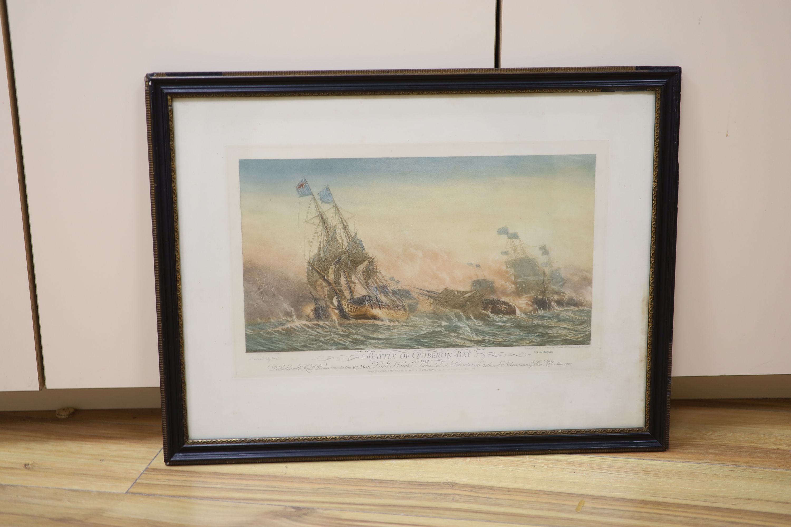 Harold Wyllie (1880-1973), colour aquatint, 'The Battle of Quiberon Bay 1759', signed in pencil, overall 37 x 50cm